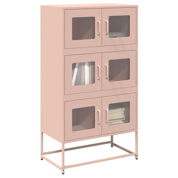 vidaXL Skříň highboard růžová 68x39x123 cm ocel