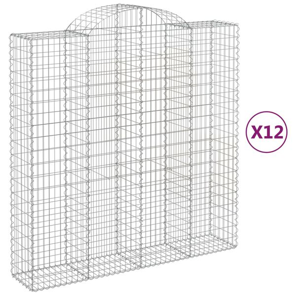vidaXL Klenut&eacute; gabionov&eacute; ko&scaron;e 12ks 200x50x200/220cm pozinkovan&eacute; železo