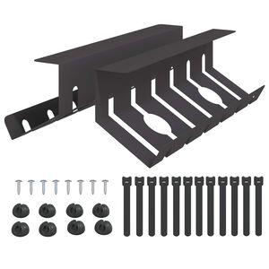 vidaXL Tray na kabely pod stolem 2 ks Čern&aacute; 44 x 11,5 x 13,5 cm Ocel