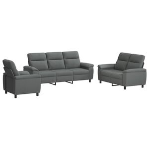 vidaXL Set pohovek 3 pcs Tmavě &scaron;ed&aacute; Textil