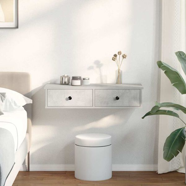 vidaXL Nástěnná police se zásuvkami betonově šedá 80x31x17 cm kompozit