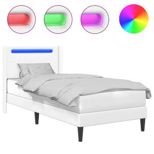vidaXL R&aacute;m postele s LED p&aacute;sky s čelo B&iacute;l&aacute; 80 x 200 cm Uměl&aacute; kůže