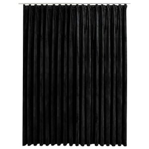 vidaXL Zatemňovac&iacute; z&aacute;věs s h&aacute;čky sametov&yacute; čern&yacute; 290 x 245 cm