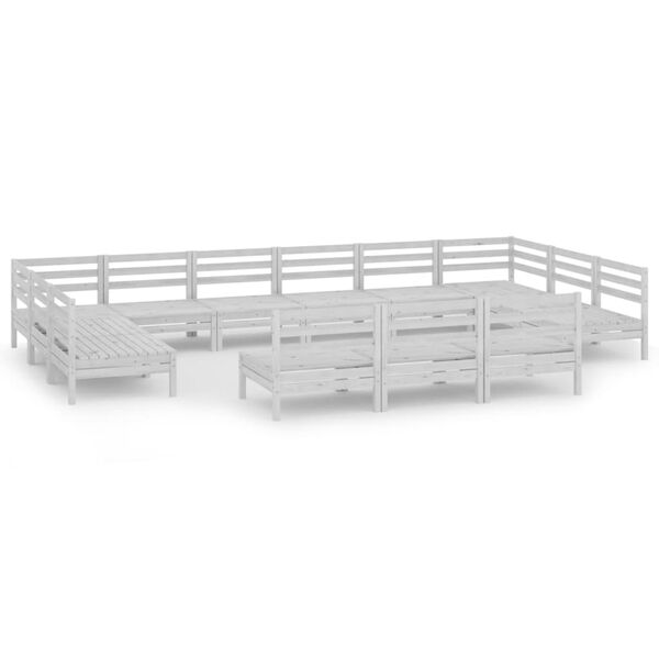 vidaXL 13d&iacute;ln&aacute; zahradn&iacute; sedac&iacute; souprava b&iacute;l&aacute; masivn&iacute; borovice