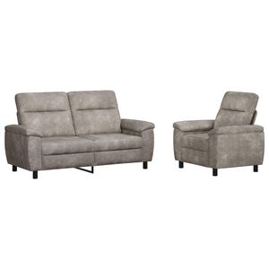 vidaXL Set pohovek 2 pcs Světle &scaron;ed&aacute; Uměl&aacute; semi&scaron;ov&aacute; kůže