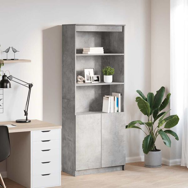 vidaXL Skř&iacute;ň highboard betonově &scaron;ed&aacute; 70 x 35 x 180 cm kompozitn&iacute; dřevo