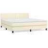 vidaXL Box spring postel s matrac&iacute; kr&eacute;mov&aacute; 180x200 cm uměl&aacute; kůže