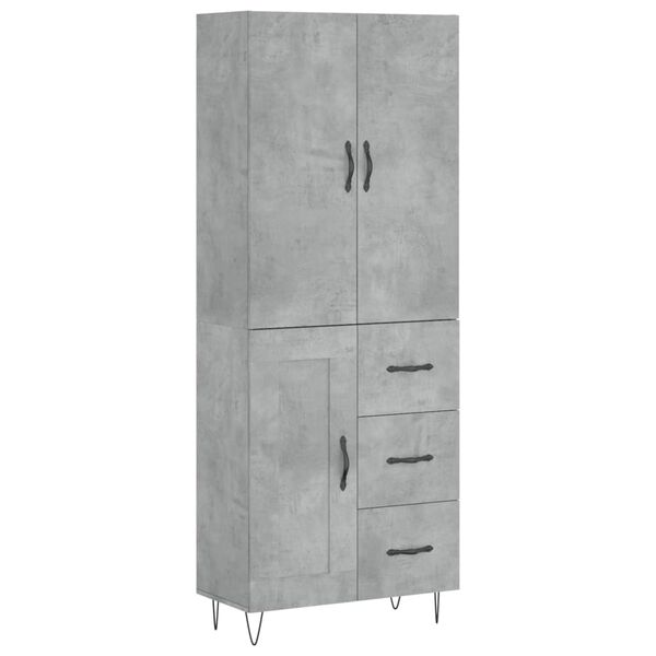 vidaXL Skř&iacute;ň highboard betonově &scaron;ed&aacute; 69,5x34x180 cm kompozitn&iacute; dřevo