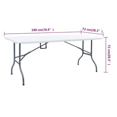 vidaXL Skládací zahradní stůl se 2 lavicemi 180 cm ocel a HDPE bílý