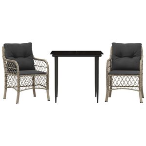 vidaXL 3d&iacute;ln&yacute; bistro set s podu&scaron;kami světle &scaron;ed&yacute; polyratan