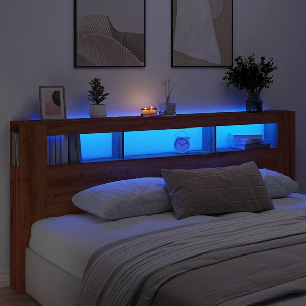 vidaXL Čelo postele LED dub artisan 220x18,5x103,5 cm kompozitn&iacute; dřevo