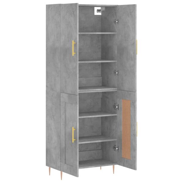 vidaXL Skř&iacute;ň highboard betonově &scaron;ed&aacute; 69,5x34x180 cm kompozitn&iacute; dřevo