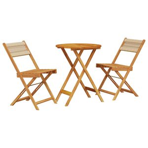 vidaXL 3d&iacute;ln&yacute; bistro set b&eacute;žov&yacute; polypropylen a masivn&iacute; dřevo
