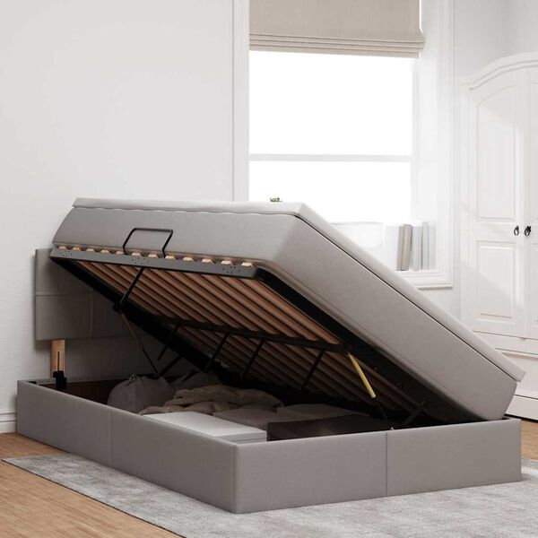 vidaXL Postel s úložným prostorem a LED osvětlením Taupe 120 x 200 cm