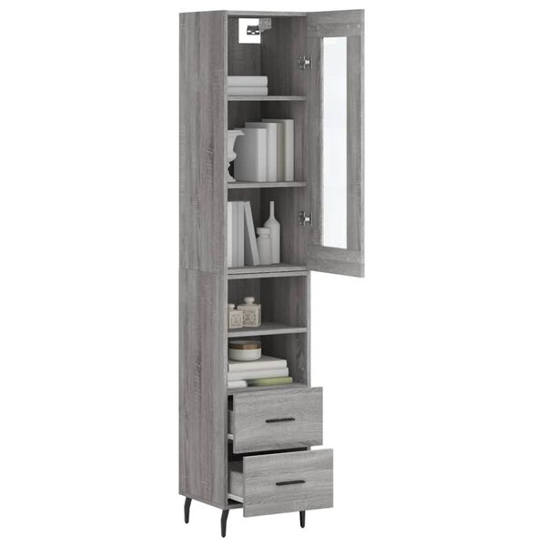 vidaXL Skř&iacute;ň highboard &scaron;ed&aacute; sonoma 34,5 x 34 x 180 cm kompozitn&iacute; dřevo