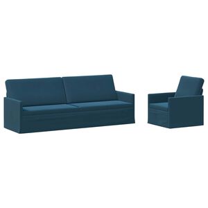 vidaXL Set pohovek 2 pcs Modr&aacute; Samet