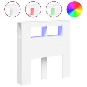 vidaXL Čelo postele s LED b&iacute;l&eacute; 100 x 18,5 x 103,5 cm kompozitn&iacute; dřevo