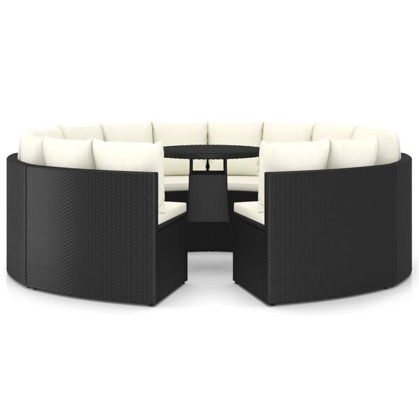 vidaXL 9d&iacute;ln&aacute; zahradn&iacute; sedac&iacute; souprava s podu&scaron;kami polyratan čern&aacute;