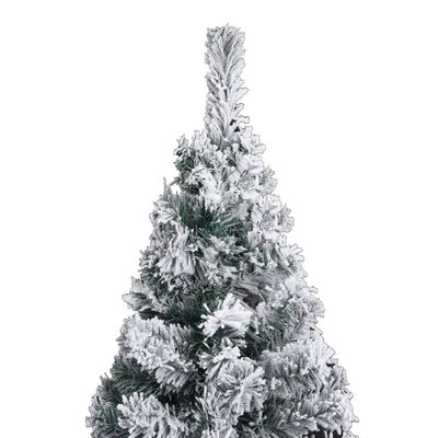 vidaXL Úzký vánoční stromek s LED zasněžený zelený 150 cm PVC