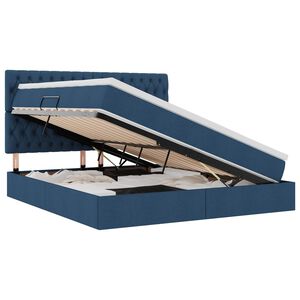 vidaXL Postel s &uacute;ložn&yacute;m prostorem a LED osvětlen&iacute;m Modr&aacute; 160 x 200 cm