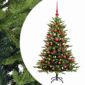 vidaXL Uměl&yacute; v&aacute;nočn&iacute; stromek s baňkami 150 cm 150 LED Tepl&aacute; b&iacute;l&aacute;