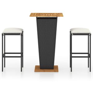 vidaXL 3d&iacute;ln&yacute; zahradn&iacute; barov&yacute; set s podu&scaron;kami polyratan čern&yacute;