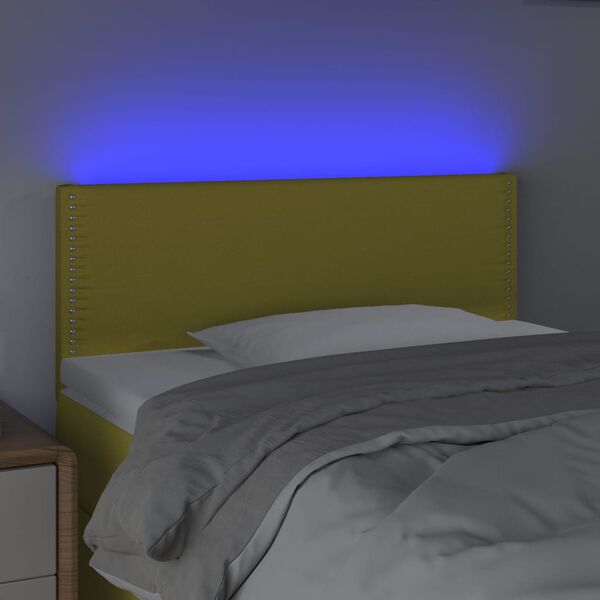 vidaXL Čelo postele s LED zelen&eacute; 100x5x78/88 cm textil