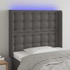 vidaXL Čelo postele s LED &scaron;ed&eacute; 93 x 16 x 118/128 cm uměl&aacute; kůže