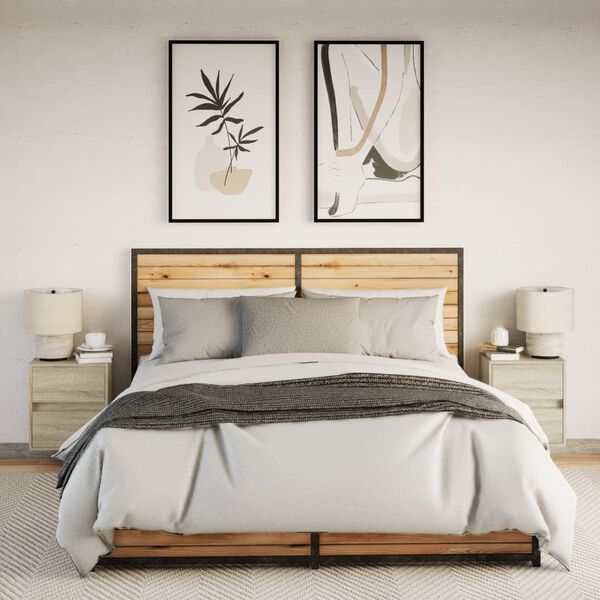 vidaXL N&aacute;stěnn&eacute; nočn&iacute; stolky s LED osvětlen&iacute;m 2 ks dub sonoma