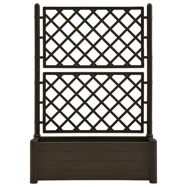 vidaXL Zahradní truhlík s treláží 100 x 43 x 142 cm PP mokka