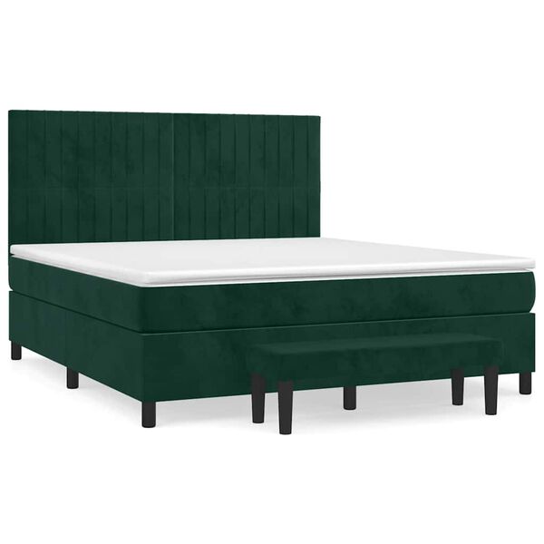 vidaXL Box spring postel s matrac&iacute; tmavě zelen&aacute; 180x200 cm samet