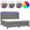 vidaXL Box spring postel s matrac&iacute; a LED tmavě &scaron;ed&aacute; 200x200 cm textil