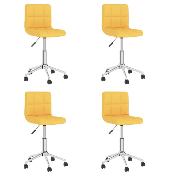 vidaXL Otočn&eacute; j&iacute;deln&iacute; židle 4 ks hořčicově žlut&eacute; textil