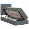 vidaXL LED postel s &uacute;ložn&yacute;m prostorem a matrac&iacute; Tmavě &scaron;ed&aacute; 90 x 190 cm