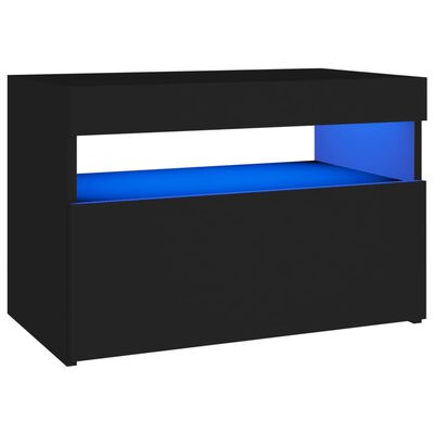 vidaXL Noční stolek s LED osvětlením černý 60x35x40 kompozitní dřevo