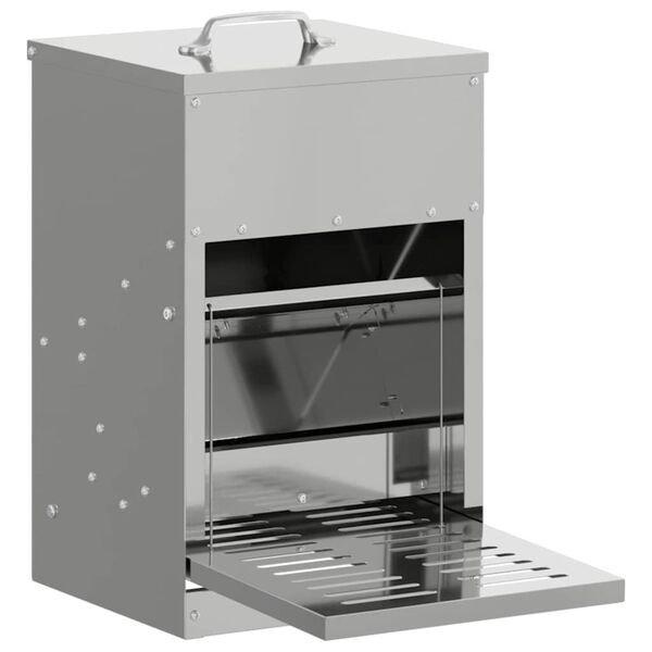 vidaXL Z&aacute;sobn&iacute;k pro slepice s ped&aacute;lem Stř&iacute;brn&aacute; 25 x 42 x 40 cm