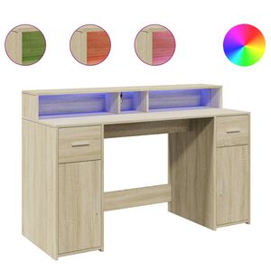 vidaXL Psac&iacute; stůl s LED dub sonoma 140 x 55 x 91 cm kompozitn&iacute; dřevo