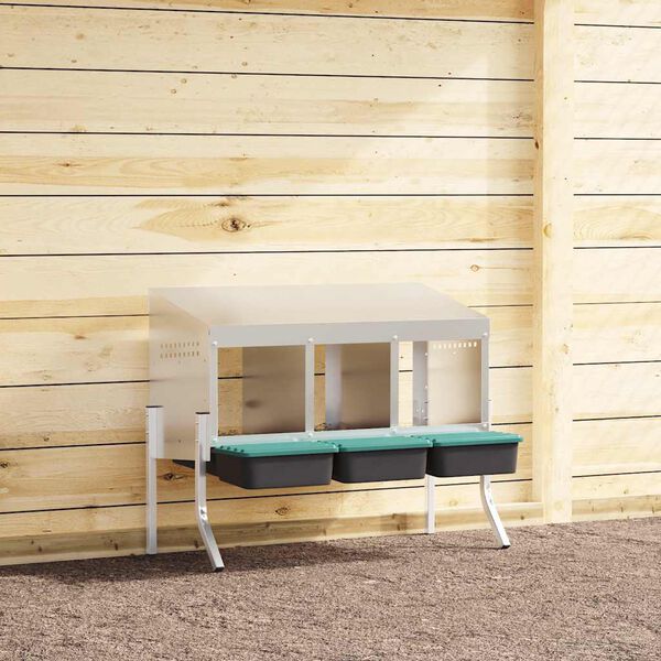 vidaXL Hn&iacute;zdo pro kuřata se 3 přihr&aacute;dkami a nohami, pozinkovan&aacute; ocel