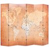 vidaXL Skl&aacute;dac&iacute; parav&aacute;n 228 x 170 cm Mapa světa žlut&aacute;