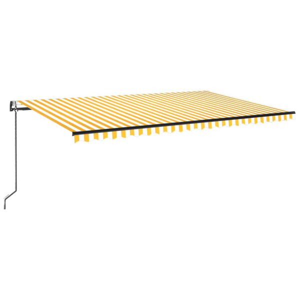 vidaXL Automatick&aacute; mark&yacute;za LED a senzor větru 500 x 300 cm žlut&aacute;/b&iacute;l&aacute;
