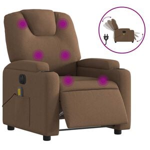 vidaXL Elektrick&eacute; mas&aacute;žn&iacute; polohovac&iacute; křeslo hněd&eacute; textil