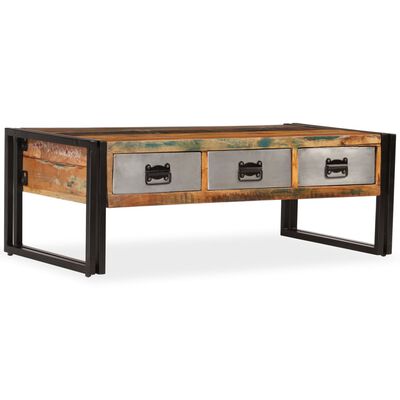 vidaXL Konferenční stolek se 3 zásuvkami recyklované dřevo 100x50x35cm