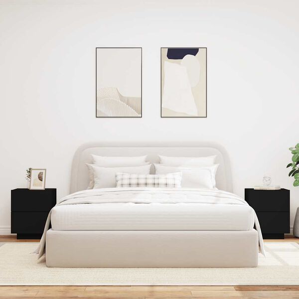 vidaXL Noční stolky s LED osvětlením 2 ks černé kompozitní dřevo