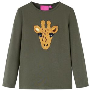 vidaXL Dětsk&eacute; tričko s dlouh&yacute;m ruk&aacute;vem khaki 104