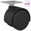 vidaXL Ot&aacute;čec&iacute; kolečko 12 pcs Čern&aacute; 39,5 x 39,5 x 37,8 mm Železo a PP