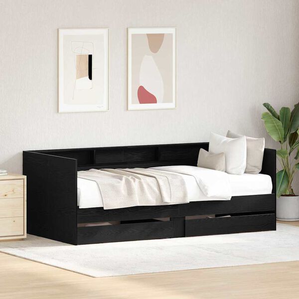 vidaXL Daybed s čelo Černý dub 90 x 190 cm kompozitní dřevo