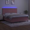 vidaXL Box spring postel s matrac&iacute; a LED růžov&aacute; 160x200 cm samet