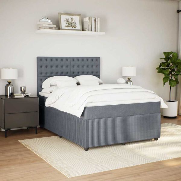 vidaXL Box spring postel s matrac&iacute; tmavě &scaron;ed&aacute; 160x200 cm samet
