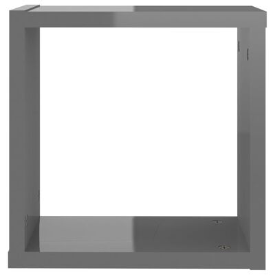 vidaXL Nástěnné police kostky 6 ks šedé s vysokým leskem 30x15x30 cm