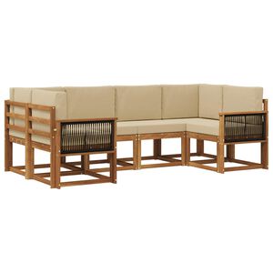 vidaXL Venkovn&iacute; pohovkov&aacute; souprava 6 pcs Přirozen&aacute; a B&eacute;žov&aacute;